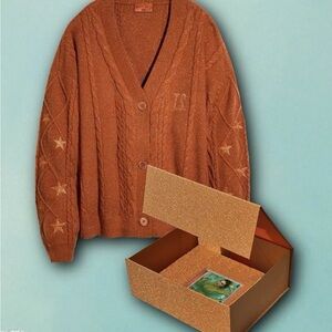 Women's Brown Cable Knit Cardigan